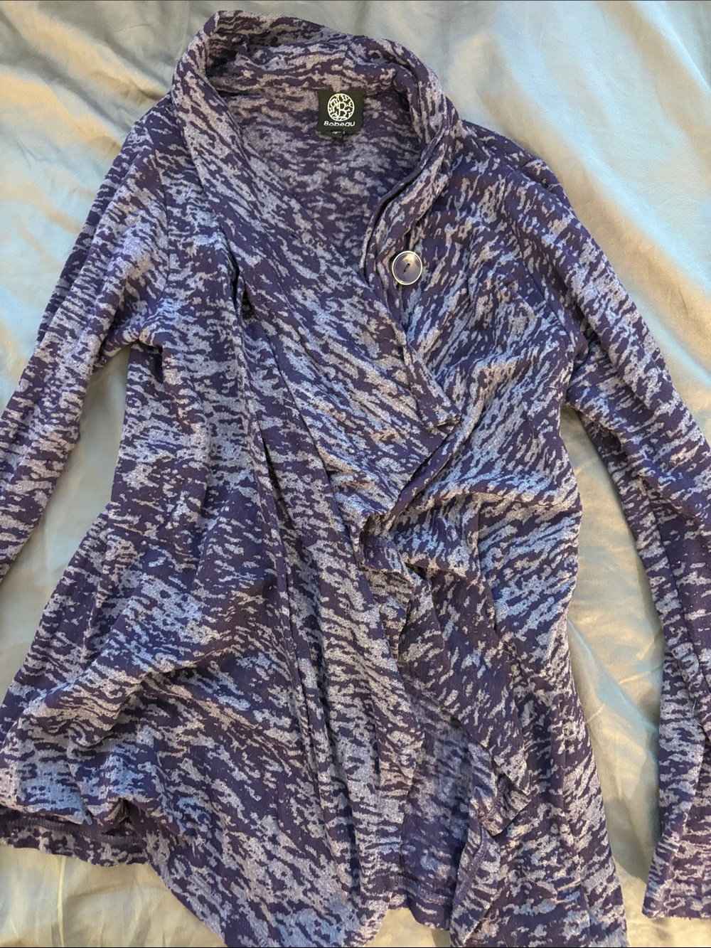 Bobeau Purple Patterned Open-Front Women's Sweater Cardigan